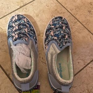 Kids Blue and Silver Slip-On Sneakers